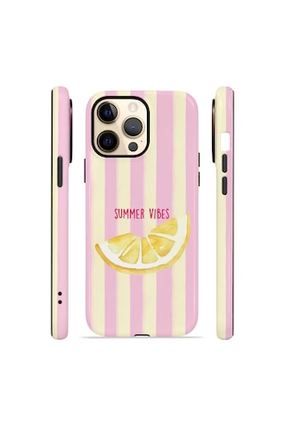 Apple iPhone Uyumlu 14 Pro Max Vorian Çift Katmanlı Magsafe Kılıf Summer Vibes Lemon