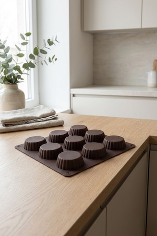Silikon Tartolet Kek Kalıbı 9 Gözlü 24,5 X 24,5 Cm Mini Tart & Tatlı Kalıbı Silikon Gri Diğer