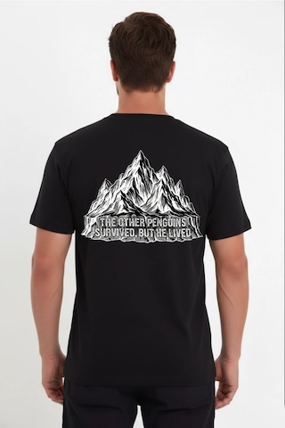 Vexor Erkek T-shirt Nihilist Penguen Baskılı Bisiklet Yaka Kısa Kol Yazlık Tişört - Siyah Çok Renkli