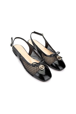 Tamer Tanca Kadın Deri & Tekstil Siyah Rugan Babet Ayakkabı 1036 7449 Bn Ayk Y25 Sıyah Rgn Siyah Rugan