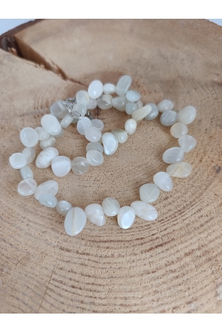 Orjinal Aytaşı Kolye/ Doğaltaş Kolye-1001 Bej