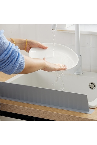 Cbtx Silikon Mutfak Lavabo Sıçrama Koruması Tezgah Su Engelleme Splashback Koyu Gri