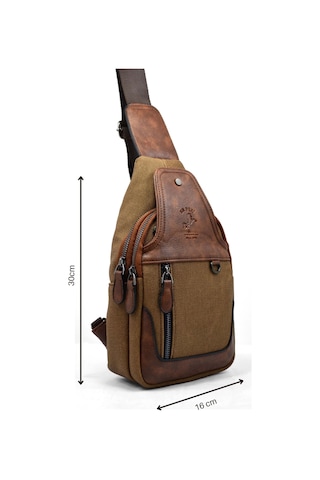 Erkek Taba Kanvas Çapraz Askılı Omuz Çantası Taba