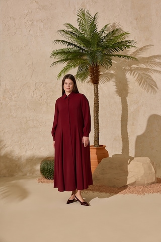 Aker Bordo Godeli Modal Elbise Bordo Bordo