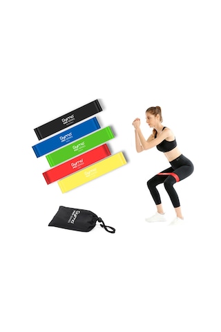 Gymo Çantalı Direnç Bandı Fitness Pilates Esnetme Lastiği 5'li