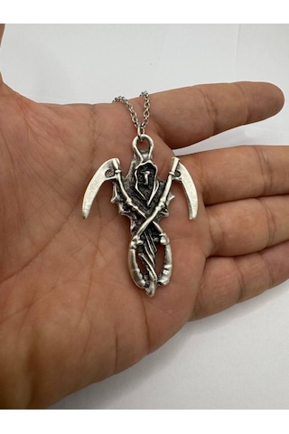 Ölüm Meleği Kolye Gotik Ruhlara Özel Karanlık Ve Anlam Yüklü Tasarım - 60 Cm Zincir Çok renkli