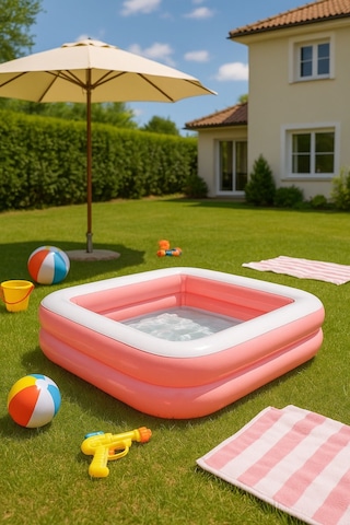 Yaz Serinliği Kare Çocuk Havuzu 86x25 Pembe