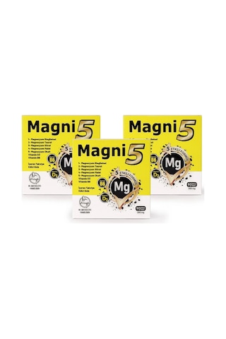 Magni5 Magnezyum 5 Etkili Form 3 Aylık 90 Kapsül B6 D3 Vitamini Magni5 Bisglisinat Malat Taurat Sitrat Oksit 3'lü