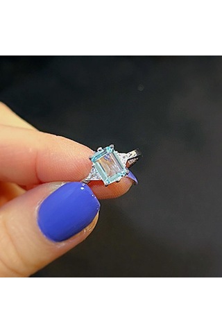 Stela Akuamarin Baget Gümüş Yüzük