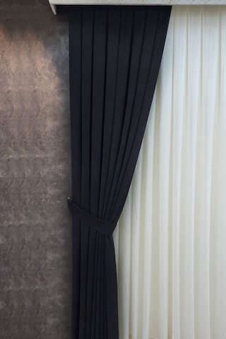 Mosso Fon Perde Düz Renk Siyah