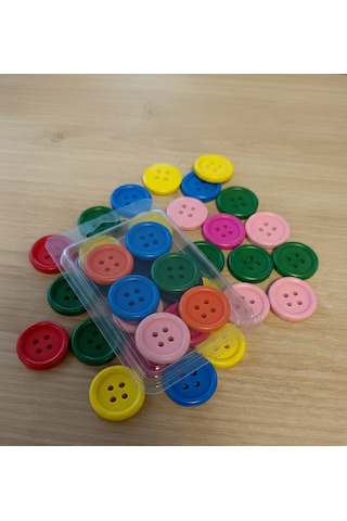 Renkli Ahşap Düğme 1.5 Cm, 20 Li Paket - El Yapımı Ürünler İçin Dekoratif Hobi Düğmeleri