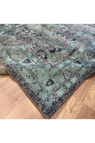 Hoom Rugs Arkaik Plz 03 Lacivert Etnik Renkli Vintage Makine Halısı Mavi Renkli