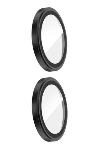 Apple Uyumlu iPhone 16 / 16 Plus Alüminyum Seri Kamera Lens Koruyucu Siyah Siyah