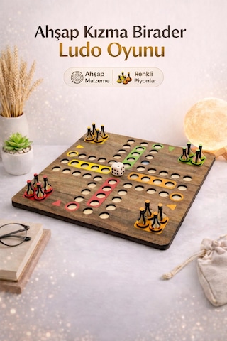 Ahşap Ludo Oyunu Kızma Birader - 4 Kişilik Premium Masa Oyunu