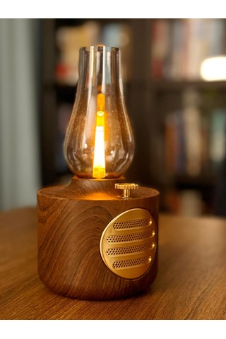 Bukrem Store Retro Ahşap Görünümlü Bluetooth Hoparlör & Lamba Vintage Tasarım, Usb Şarj, Ses & Aydınlatma Kombinasyonu