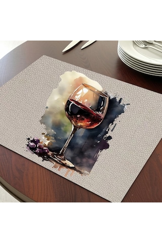 Kadeh Tasarımlı Amerikan Servis, Tabak Altlığı & Şık Masa Dekoru, Ev Hediyesi, 2 Adet Krem