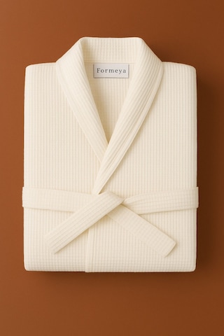 Formeya Gofret Desen Beyaz Lüks Bornoz Çeyizlik Bornoz L/xl Beyaz