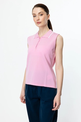 On Fashion Polo Yaka Yakası Fermuarlı Kadın Süveter 25y.on.svt.59311.01 Pembe