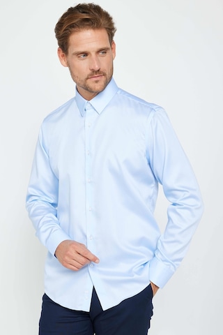 Tudors Slim Fit Uzun Kollu Non Iron Mavi Erkek Gömlek-31171-mavi Mavi
