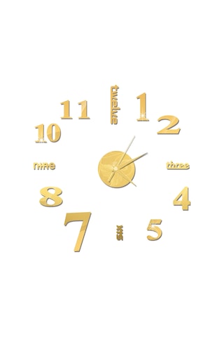 Vkemall Kendin Yap Duvar Saati Çerçevesiz Aynalı Duvar Saati Büyük Sessiz Duvar Çıkartma Altın