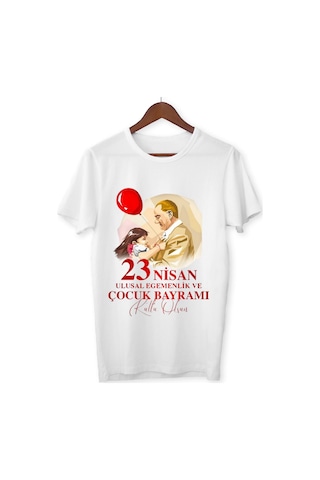 Alpşan Ticaret 23 Nisan Bayram Baskılı Çocuk Tshirt 46 Beyaz