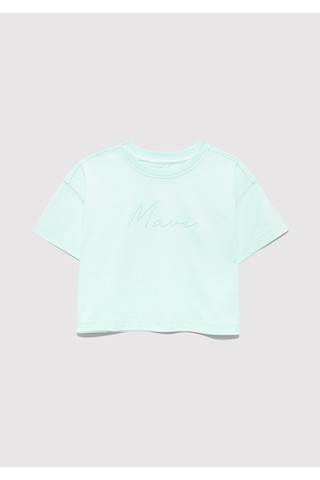 Mavi - Mavi Logo Baskılı Yeşil Crop Tişört 7610181-71676 Yeşil