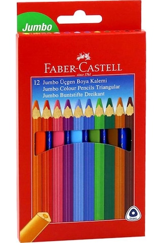 Faber Kuru Boya Kalemi 12 renk Jumbo Triangular Üçgen