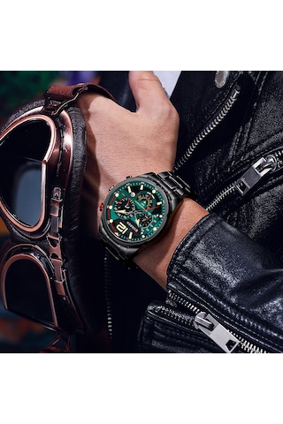 Curren 8395 Çelik Kayışlı Quartz Kol Saati Siyah - Yeşil