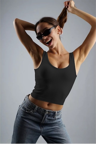 Mistirik Marsala Model Sıkılaştırıcı Biker Crop Örme Ve Seamless Model Siyah Renk