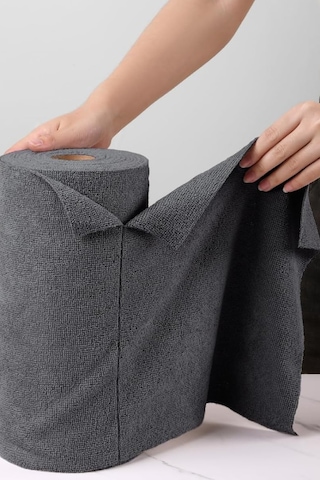 Çok Amaçlı Rulo Mikrofiber Temizlik Bezi 30x30 40 Yapraklı Koyu Gri Gri