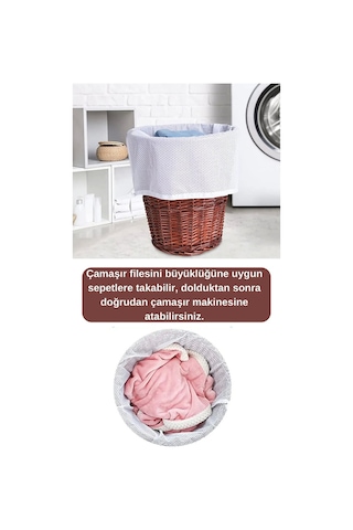 3 Adet Ipli Çamaşır Yıkama Filesi Kirli Temiz Elbise Kıyafet Torbası 40x60