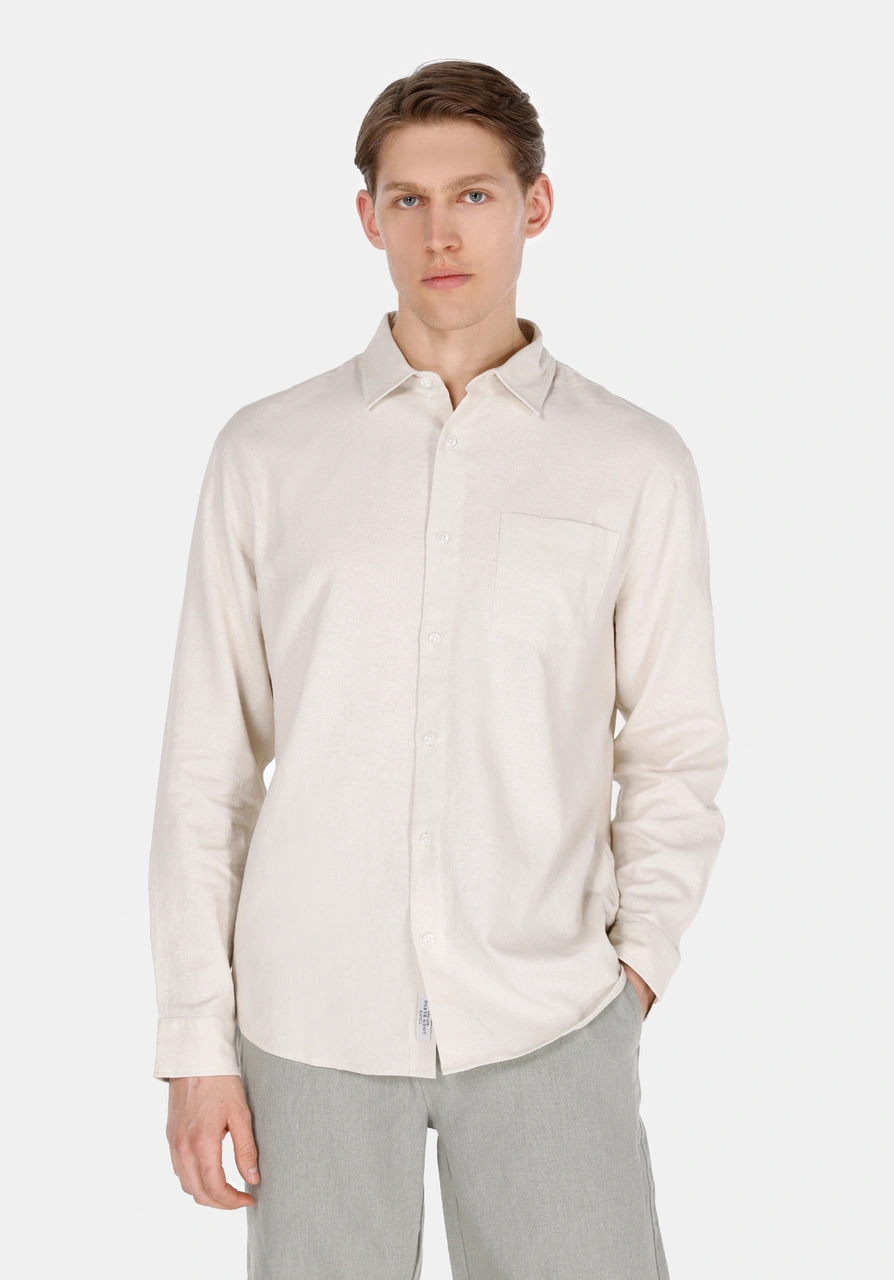 Colin's Colins Relax Fit Shirt Neck Düz Erkek Bej Uzun Kol Gömlek Cl1074490 Q1.v1 Lbg Light Beige