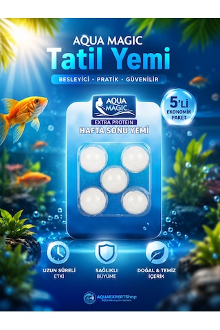 Balık Tatil Yemi - Beşli Paket - Ekstra Protein - Yavaş Salınım - Uzun Süreli Beslenme - Balıklarınız Güvende Kalır