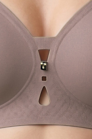 Cottonill Seamless Bra - Elune Kahverengi Lazer Kesim Balensiz Dekolte Taş Detaylı Dikişsiz Kadın Sütyen