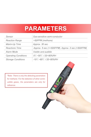 Springsun Habotest Taşınabilir Gaz Kaçak Dedektörü Alarmı Her Türlü Yanıcı Gaz İçin Sesli Ve Görsel Alarmlı Yanıcı Gaz Dedektörü