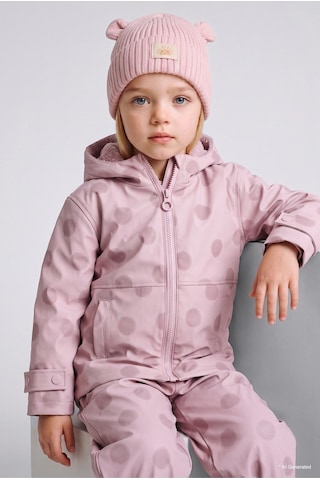 Defacto Dokuma Etiketli Kulaklı Triko Bere Kız Bebek C8165a526wnpn424 Pembe-pn424