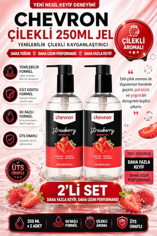 Çilekli Su Bazlı Ekstra 2 Adet 250 Ml Yenilebilir Çilek Aromalı Kayganlaştırıcı Jel