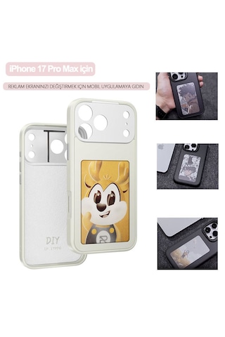 İphone 17 Pro Max Dört Renkli E-mürekkep Ekran Telefon Kılıfı - Beyaz Beyaz