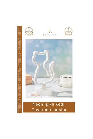 Neonlamba Dekoratif Modern Neon Led Gece Masa Lambası Hediye Estetik Işıklı Kedi Tasarımlı Lamba Çok Renkli
