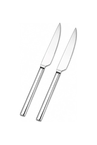 Yemek Bıçağı, 2'li Paslanmaz Çelik Bıçak Seti, Premium Kalite, Gümüş Metal 20 Cm, 2 Adet İçeren Set Çok Renkli