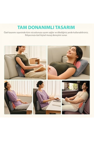 SKG VS500 Masaj Yastığı | Bel Sırt Boyun Kalça Omuz | Isı Destekli, Kablosuz, Ergonomik, Type-C Şarjlı