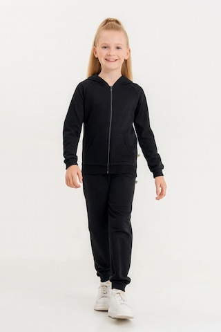 Kız - Erkek Çocuk Basic Fermuarlı Okul Eşofman Takımı Ak0785 Siyah