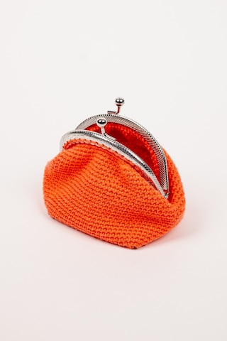 Fabric Craft Bag Bozuk Para Cüzdanı Merserize Pamuk Klipsli Örgü Turuncu