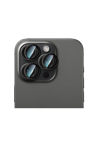 Apple Uyumlu   iPhone 16 Pro Max Caseworld Alloy Serisi Oleofobik Anti Reflective Kamera Lens Koruyucu Siyah