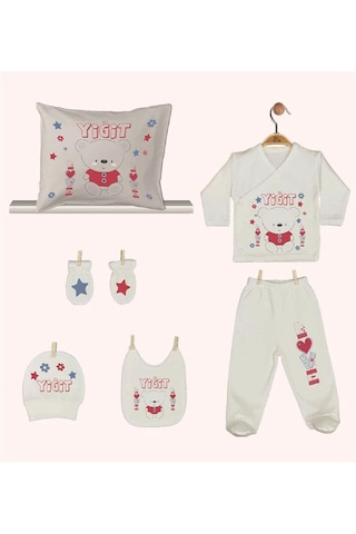 Pia Baby Gl 1945-08 İsme Özel Yastık Zıbın Set Krem