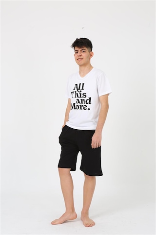 Akbeniz Erkek Genç Garson Boy Kısa Kol Beyaz Penye Şortlu Pijama Takımı 20377
