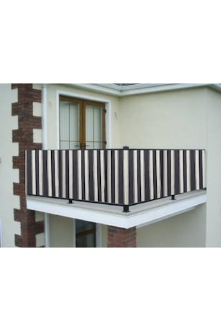 Ceylan Home Balkon Demiri Perdesi Bağcıklı Gri Beyaz 650x80 Gri - Beyaz