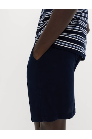 Marks & Spencer Saf Pamuklu Çizgili Pijama Takımı T07000090 Lacivert