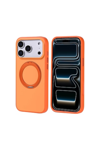 Zore Apple iPhone Uyumlu 17 Pro Max Kılıf M-safe Şarj Özellikli Standlı Omsy Proton Silikon Kapak - Lacivert