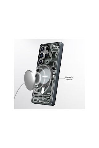 Galaxy Uyumlu S25 Ultra Kılıf Magsafe Şarj Özellikli Youngkit 360 Standlı Technology Serisi Kapak Gri